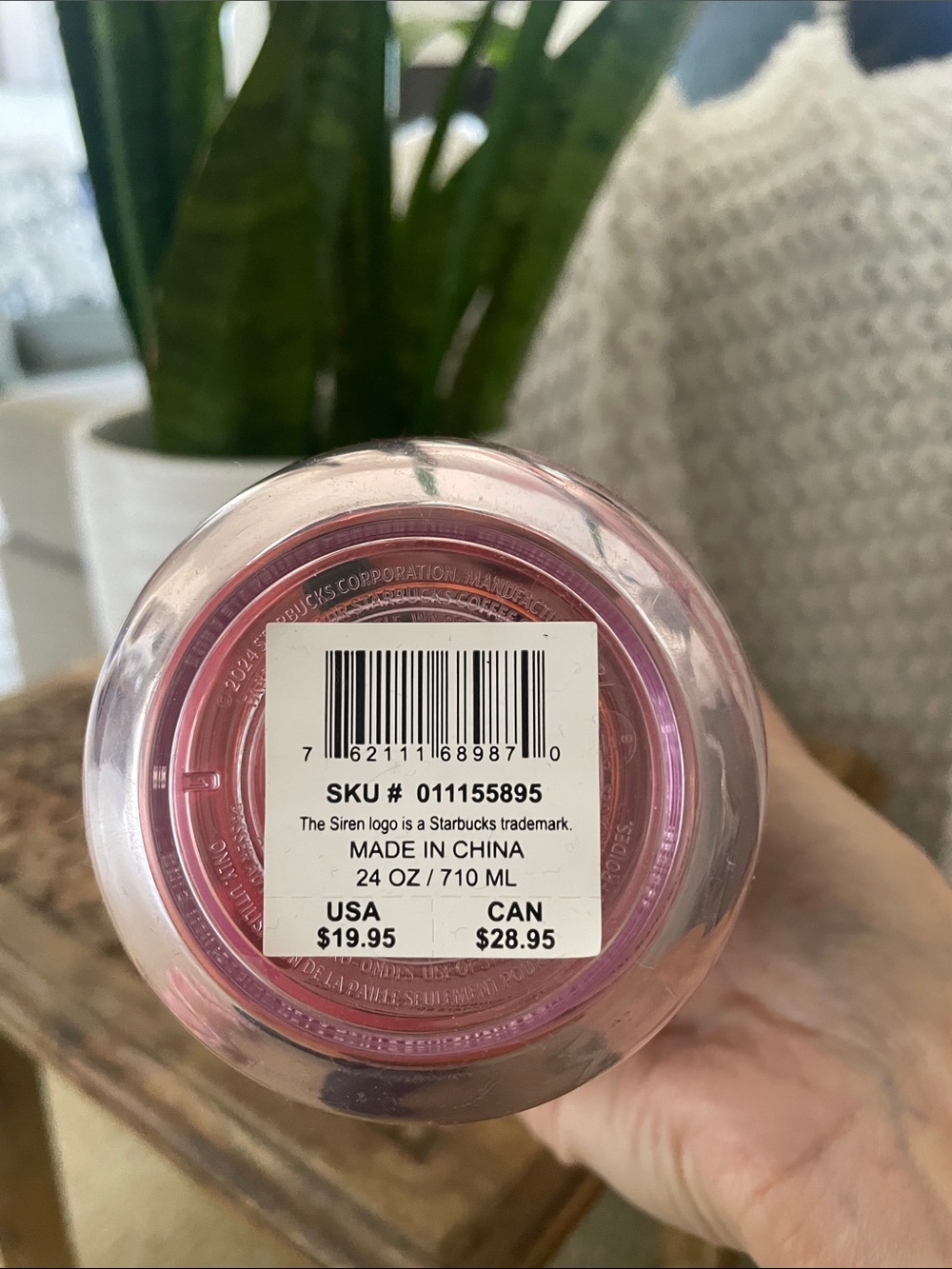 Starbucks Pink and Coral Iridescent Abstract Tumbler with Dark Straw - Picture 5 of 5